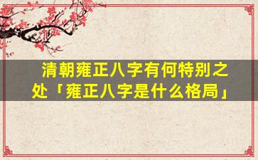 清朝雍正八字有何特别之处「雍正八字是什么格局」
