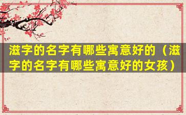 滋字的名字有哪些寓意好的（滋字的名字有哪些寓意好的女孩）