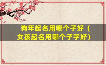 狗年起名用哪个子好（女孩起名用哪个子字好）