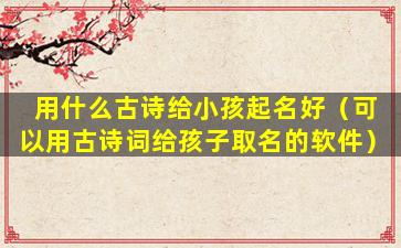用什么古诗给小孩起名好（可以用古诗词给孩子取名的软件）