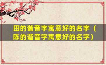 田的谐音字寓意好的名字（陈的谐音字寓意好的名字）
