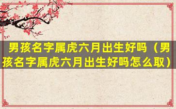 男孩名字属虎六月出生好吗（男孩名字属虎六月出生好吗怎么取）
