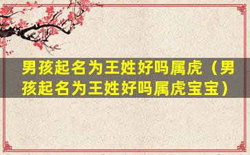 男孩起名为王姓好吗属虎（男孩起名为王姓好吗属虎宝宝）