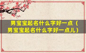 男宝宝起名什么字好一点（男宝宝起名什么字好一点儿）
