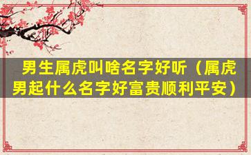 男生属虎叫啥名字好听（属虎男起什么名字好富贵顺利平安）