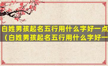 白姓男孩起名五行用什么字好一点（白姓男孩起名五行用什么字好一点呢）