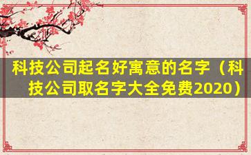 科技公司起名好寓意的名字（科技公司取名字大全免费2020）