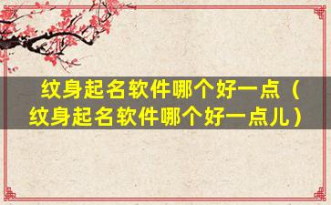 纹身起名软件哪个好一点（纹身起名软件哪个好一点儿）