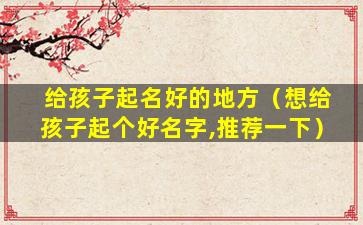 给孩子起名好的地方（想给孩子起个好名字,推荐一下）