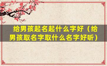 给男孩起名起什么字好（给男孩取名字取什么名字好听）