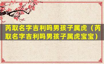 芮取名字吉利吗男孩子属虎（芮取名字吉利吗男孩子属虎宝宝）