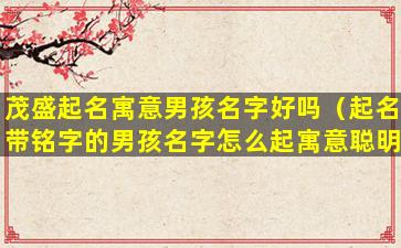 茂盛起名寓意男孩名字好吗（起名带铭字的男孩名字怎么起寓意聪明）