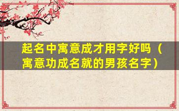 起名中寓意成才用字好吗（寓意功成名就的男孩名字）