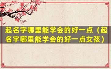 起名字哪里能学会的好一点（起名字哪里能学会的好一点女孩）