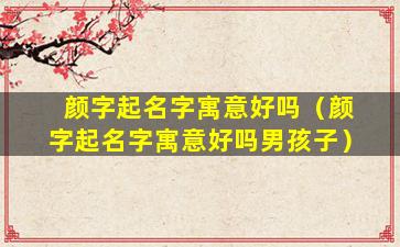 颜字起名字寓意好吗（颜字起名字寓意好吗男孩子）