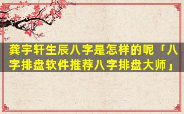 龚宇轩生辰八字是怎样的呢「八字排盘软件推荐八字排盘大师」